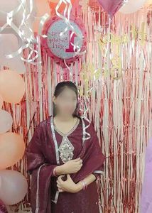 Maroon Kurta Set with Embellished Neckline