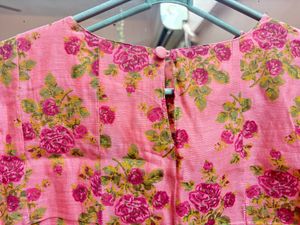 Elegant Pink Floral Kurta with Embellishments