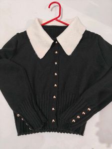 Vintage-Style Collared Cardigan