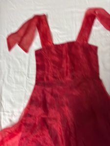 RED ORGANZA TIE UP DRESS