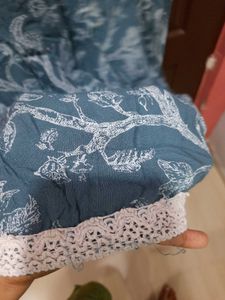 Blue Printed Kurta with Dupatta