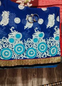 ✨ Royal Blue &amp; Teal Designer Saree | Elegant Party