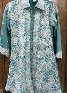 Embroidered Teal Kurta Palazzo Set