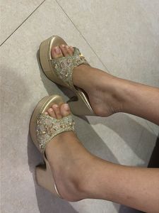Sparkling Platform Wedge Heels