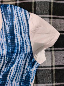 Graphic Tee with Blue Tie-Dye Shrug Top