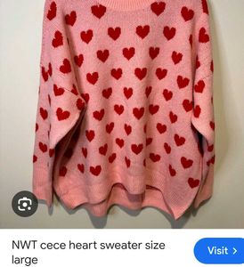 Pink Heart Sweater with scarf