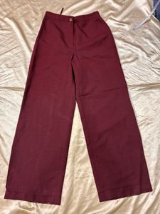 Maroon Wide Leg Trousers