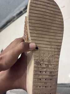 Sparkly Beige Slide Sandals