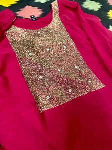 Stunning Pink Sequin Embellished Gown