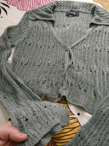 Rib Knit Hollow Out Cardigan Curve &amp; Plus