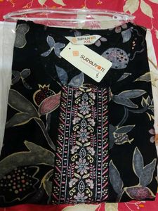 Elegant Black Floral Kurta Set/ stitched