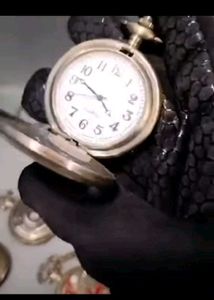 Vintage Engraved Pocket Quartz Watch with Gift Box