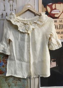 Cream Lace Trim Top