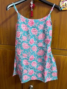 Blue &amp; Pink Floral Printed Sharara Set with Dupatt