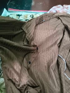 Chic Striped Brown Button-Down Top