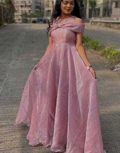 Elegant Pink Off-Shoulder Gown