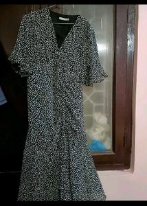 Stylish Printed wrap midi dress L 40 size women