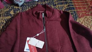 New Maroon Solid Hoodie/Jacket