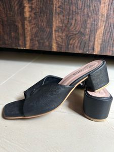Black Block Heel Mules