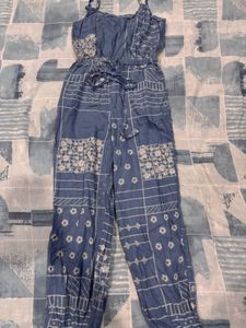 Blue Patterned Jumpsuit