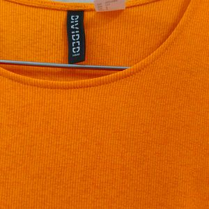 Orange Ruched Sleeveless Mini Dress