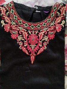 Embroidered Black Kurta | Short
