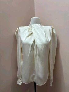 Elegant White Satin Blouse