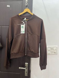 Brown Zip-Up Bomber Jacket