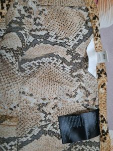 Snake Print Maxi Skirt with Slit