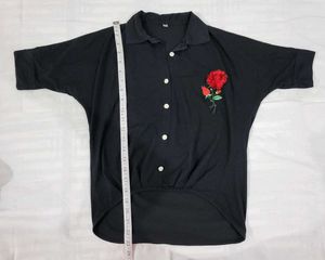 Black Rose Embroidered Shirt