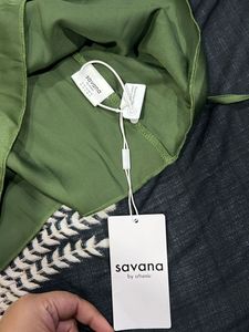 Satin Wrap Top - Olive Green