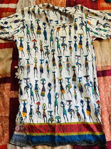 Unique Printed Short Sleeve Kurti