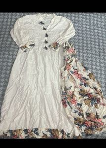White Kurta with Floral Dupatta