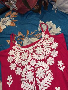 Beautiful Pink Embroidered Kurta Top