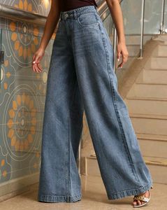 Shein Extra Long High Rise MidWash Loose Fit Jeans