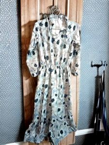Floral Frilled Collor Tie Up A-line Dress