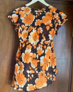 Vibrant Floral Print Sheer Top