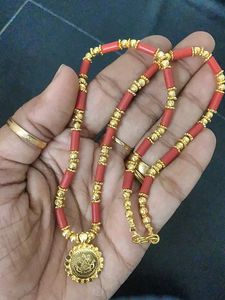Vintage Red Beaded Necklace