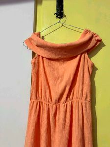 Pretty Peach Off-Shoulder Midi Dress