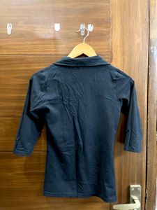 Y2K Black Polo Neck Top