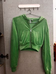 H&amp;M Velvet Cropped Hoodie