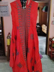 232.Beautiful Red Ethnic Gown