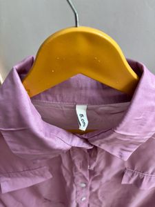 Dusty Pink Oversized Tie-Front Button-Up Shirt