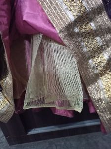 beautiful purple color heavy gown with bottom and dupatta