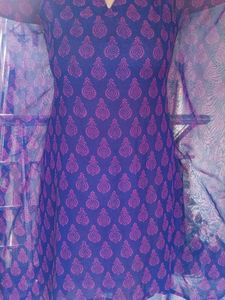Blue Printed Kaftan Kurta