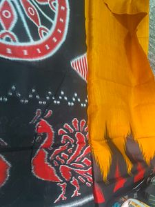 Vibrant Yellow Saree with Bold Print