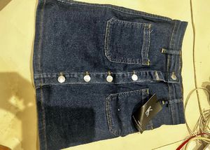Denim Button-Front Mini Skirt