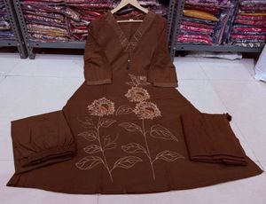 Elegant Brown Kurta Set with Dupatta
