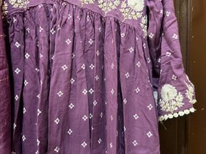 Georgous Purple Anarkali Type Kurthi Set