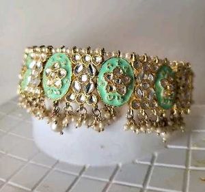 Elegant Mint &amp; Gold Choker Necklace